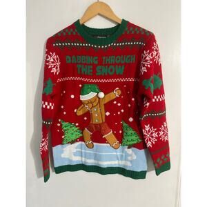 33 Degrees women’s Christmas sweater size L dabbing through the snow